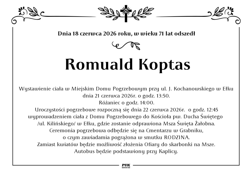Romuald Koptas - nekrolog